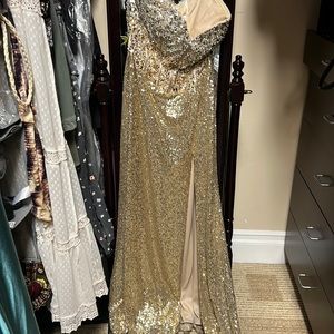 Gold dress strapless corset